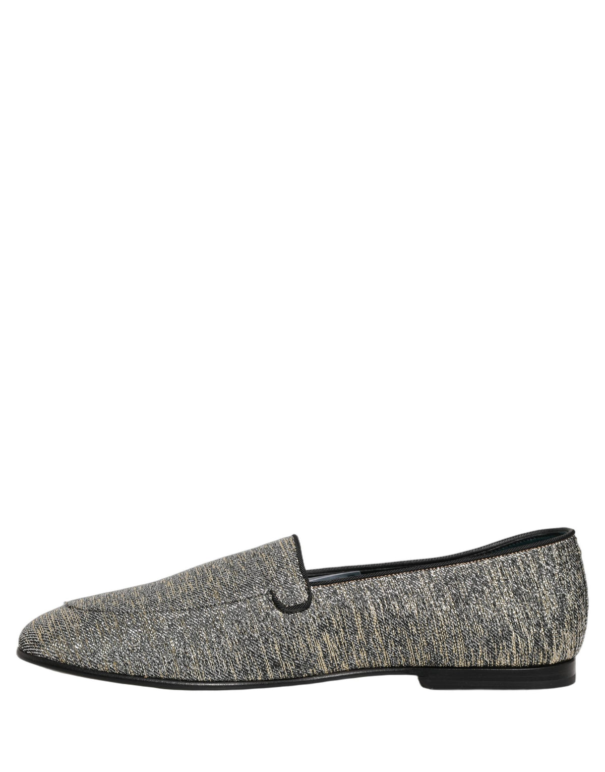 New Dolce & Gabbana Gray Glitter Lurex DG Logo Dress Loafers Shoes