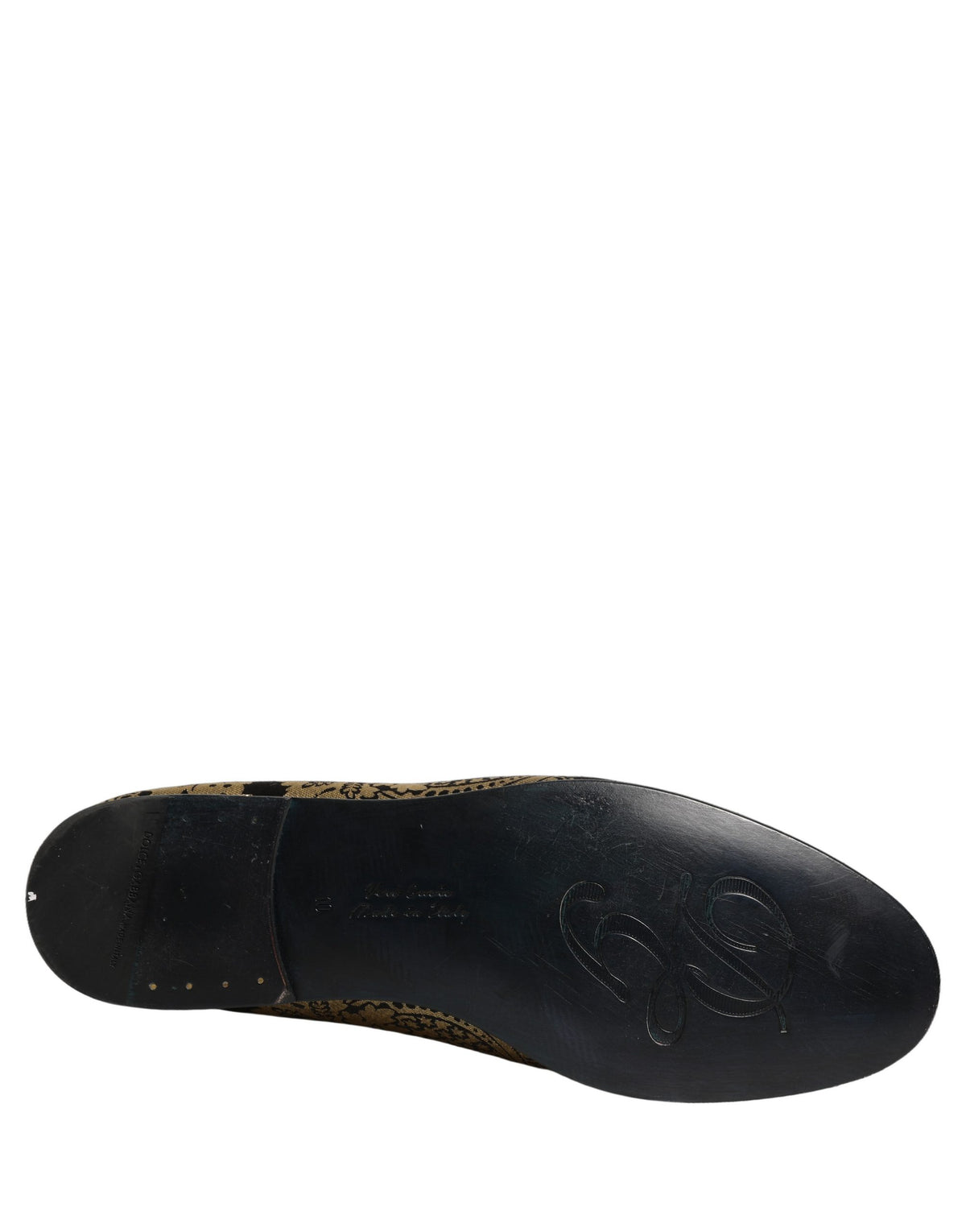 New Dolce & Gabbana Gold Jacquard Leather Slip On Loafers Shoes