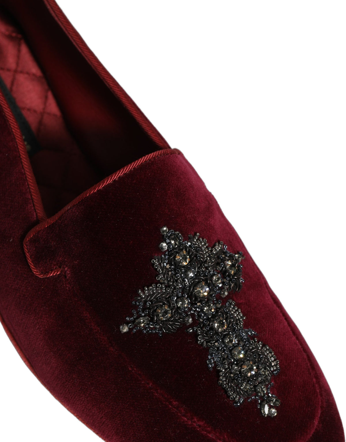 New Dolce & Gabbana Red Suede Embellished Men Dress Loafers Shoes