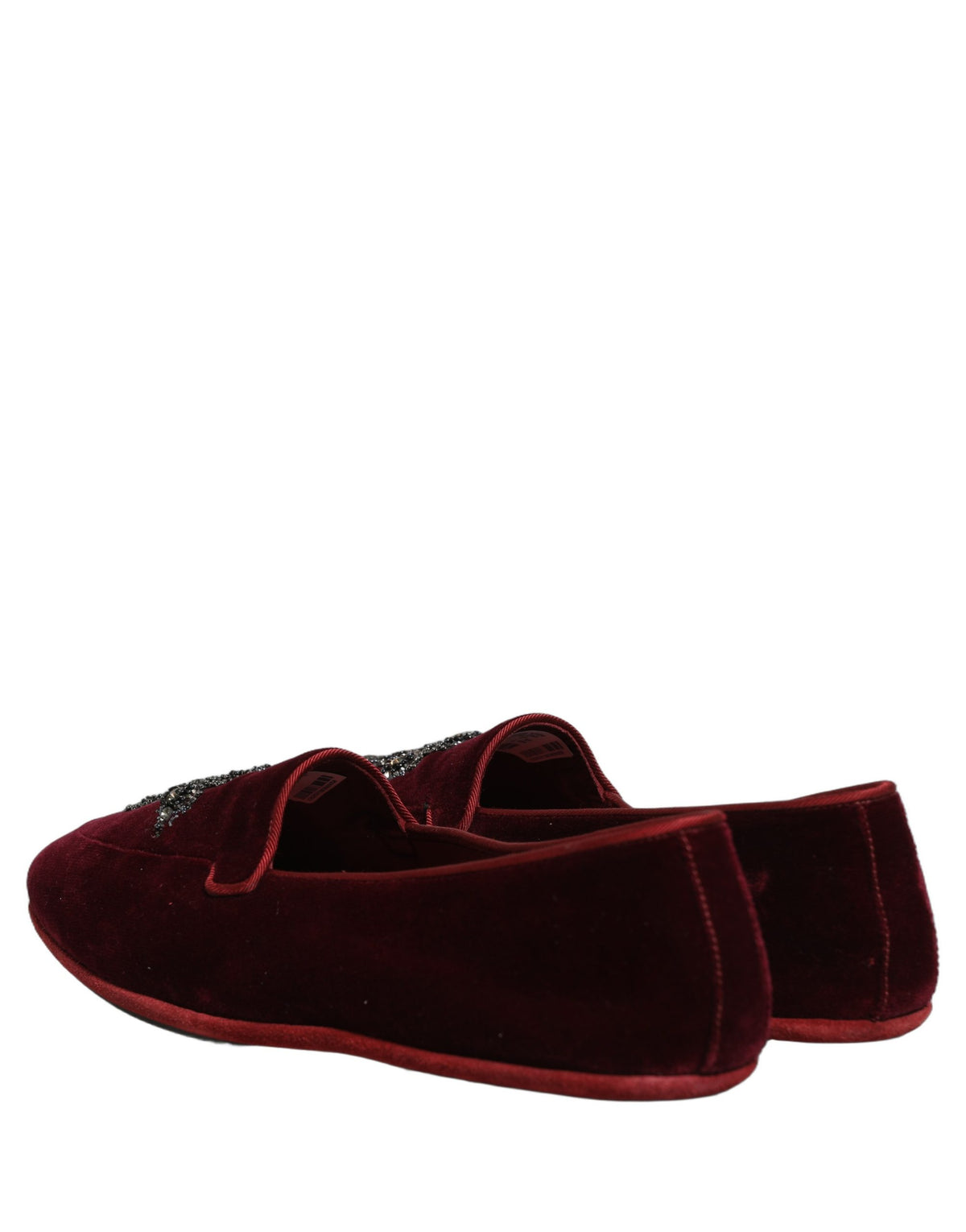 New Dolce & Gabbana Red Suede Embellished Men Dress Loafers Shoes