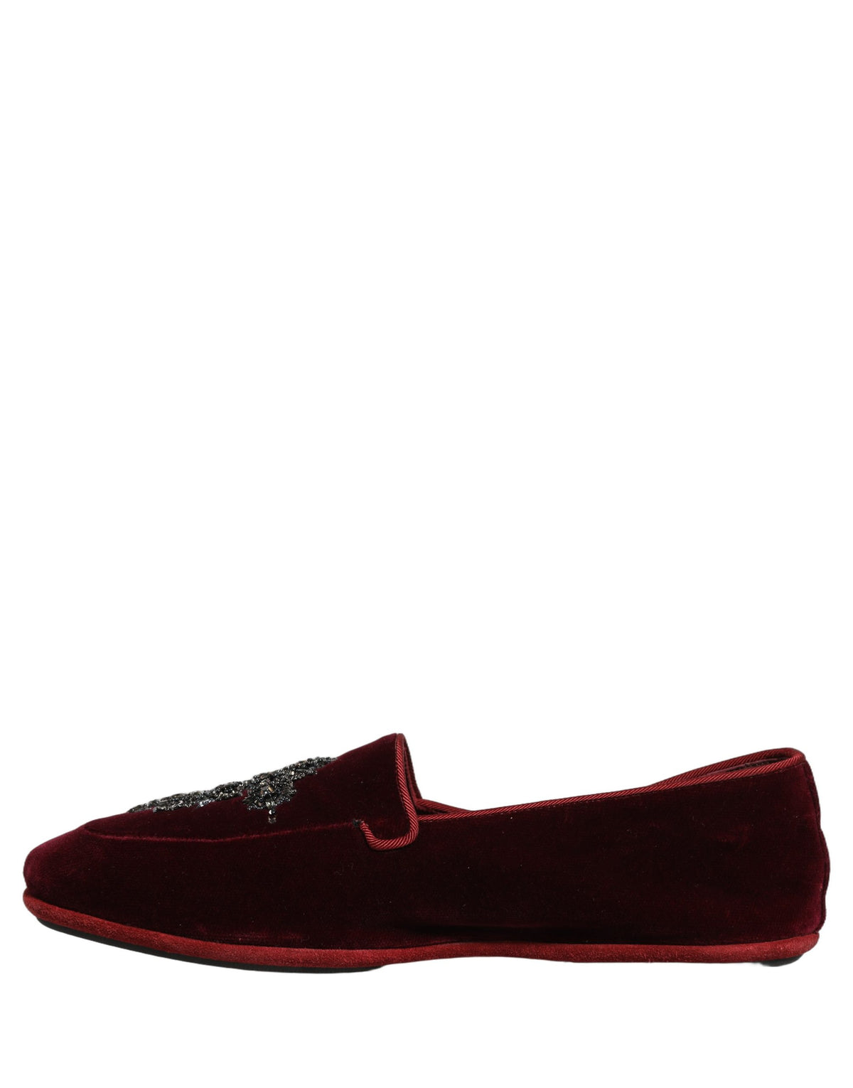 New Dolce & Gabbana Red Suede Embellished Men Dress Loafers Shoes