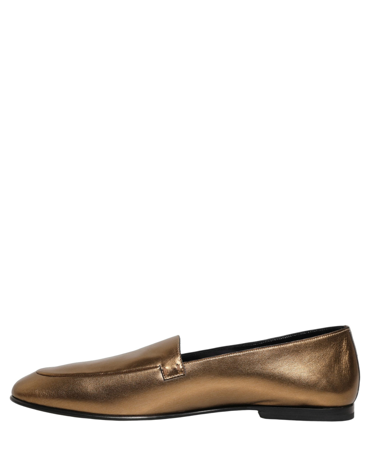 New Dolce & Gabbana Gold Leather DG Logo Slip On Men Loafers Shoes