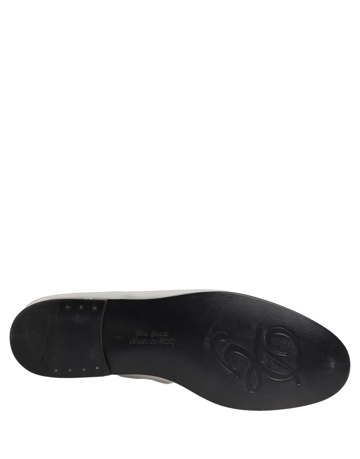 New Dolce & Gabbana Silver Leather DG Logo Slip On Loafers Shoes