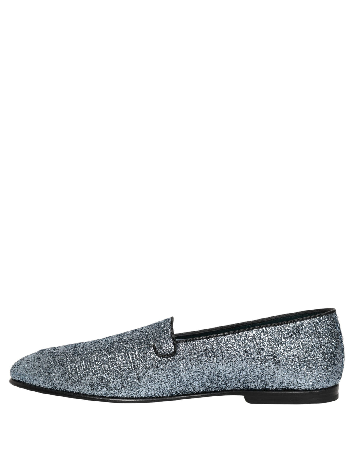 New Dolce & Gabbana Blue Glitter Lurex DG Logo Dress Loafers Shoes