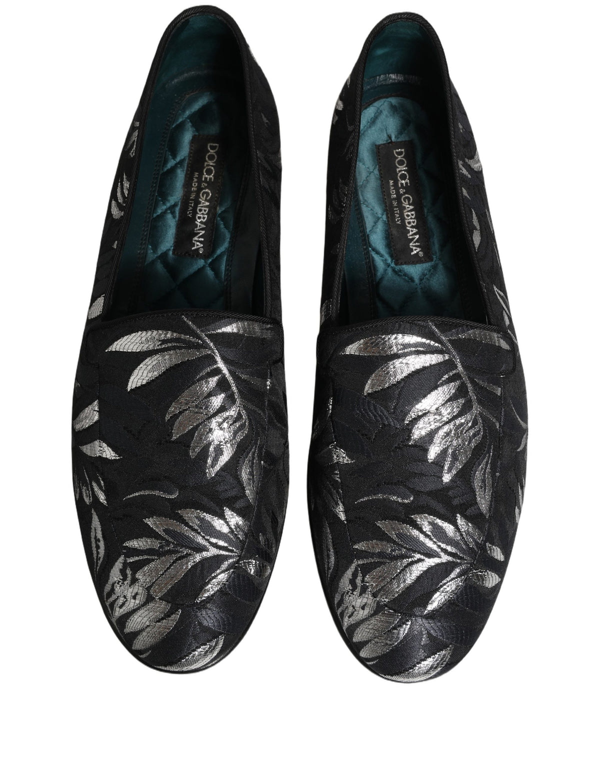 New Dolce & Gabbana Black Leaf Embroidery Dress Men Loafers Shoes