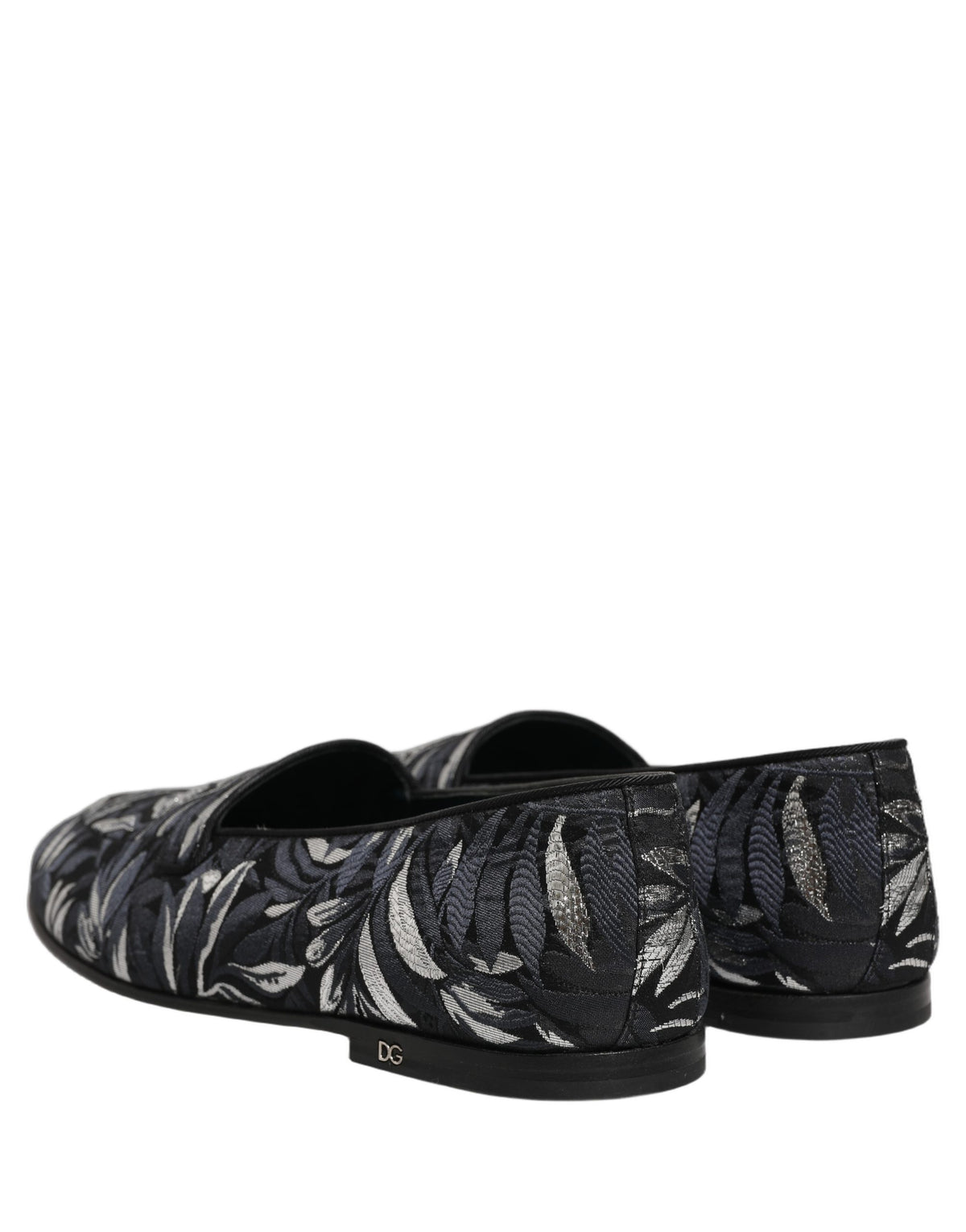 New Dolce & Gabbana Black Leaf Embroidery Dress Men Loafers Shoes