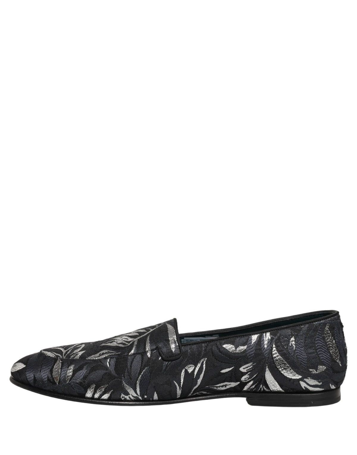 New Dolce & Gabbana Black Leaf Embroidery Dress Men Loafers Shoes