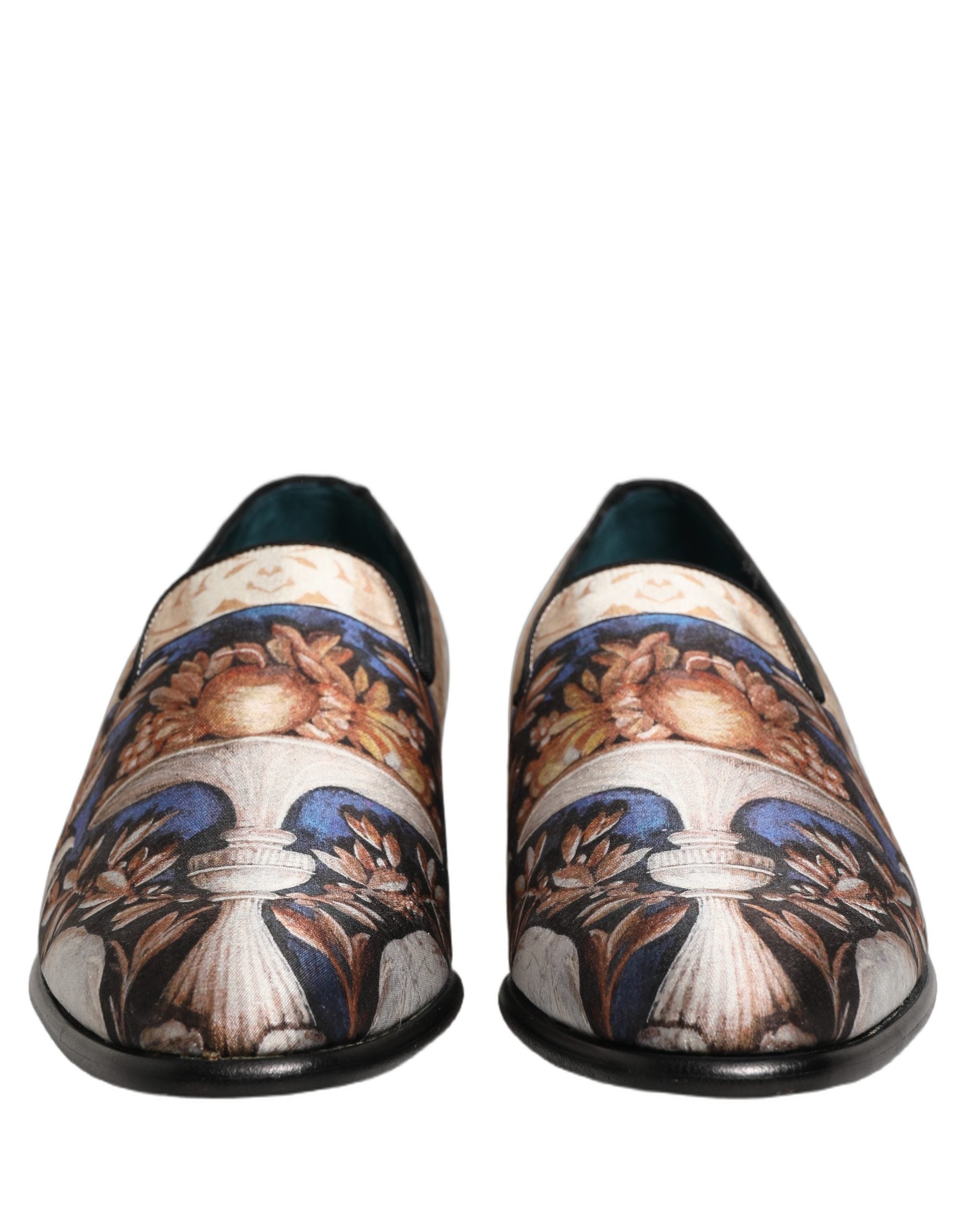 Dolce & Gabbana Multicolor Fruit Print Velvet Loafers Shoes
