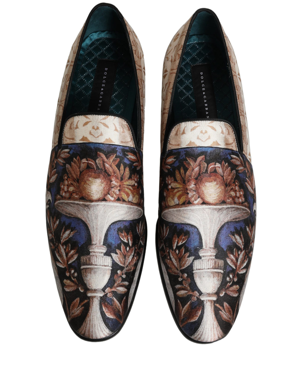 New Dolce & Gabbana Fruit Print Velvet Loafers Shoes