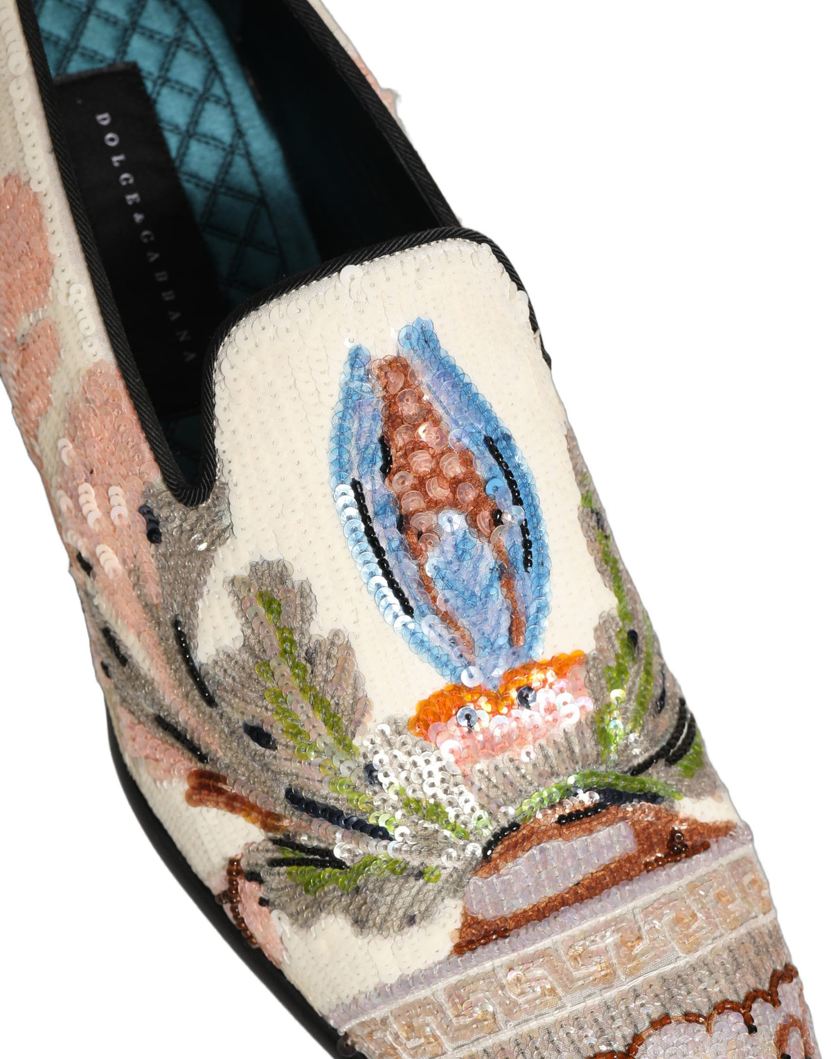 New Dolce & Gabbana Sequin Embroidered Loafers Shoes