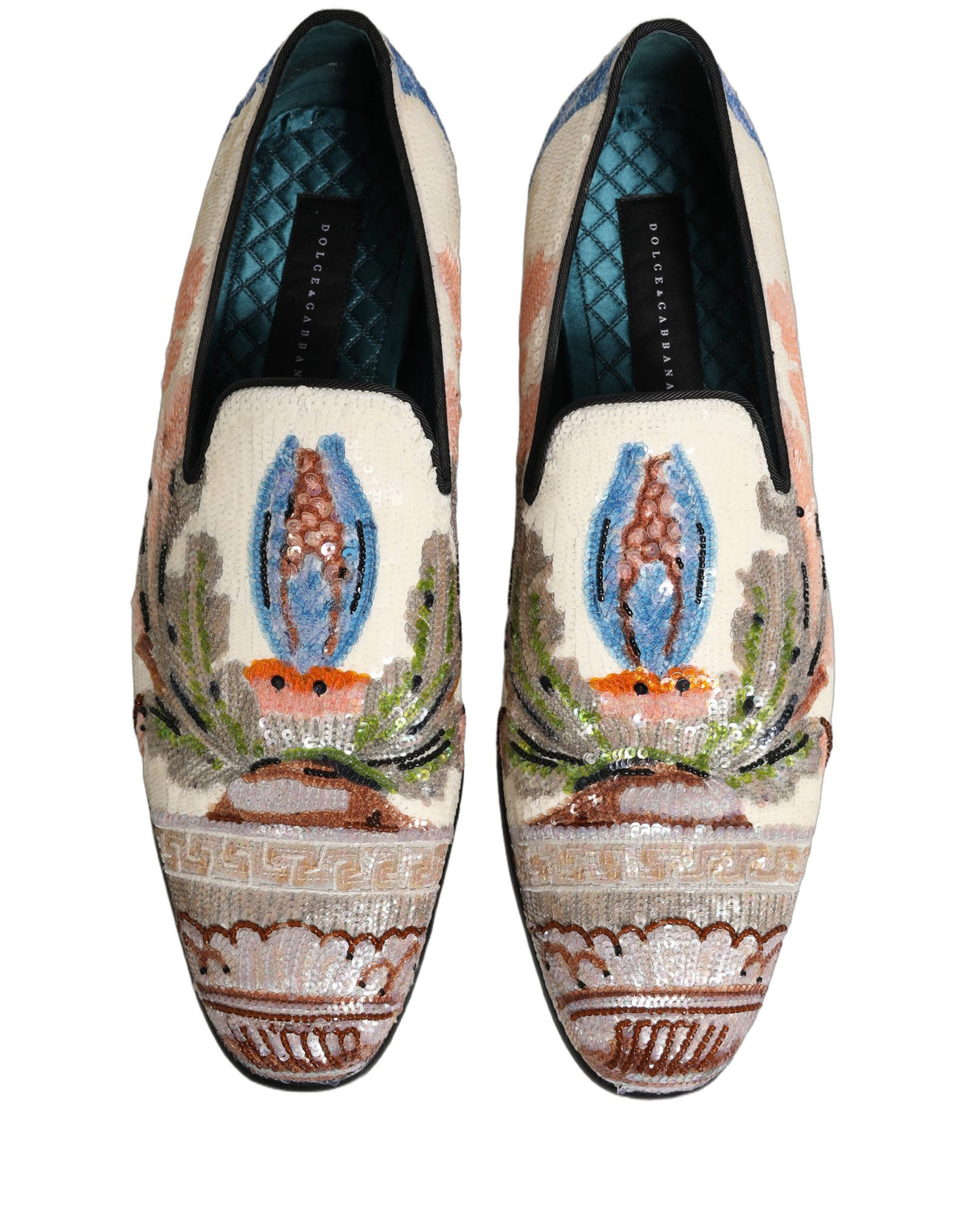 New Dolce & Gabbana Sequin Embroidered Loafers Shoes