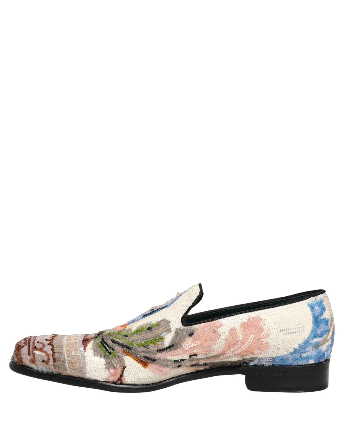 New Dolce & Gabbana Sequin Embroidered Loafers Shoes