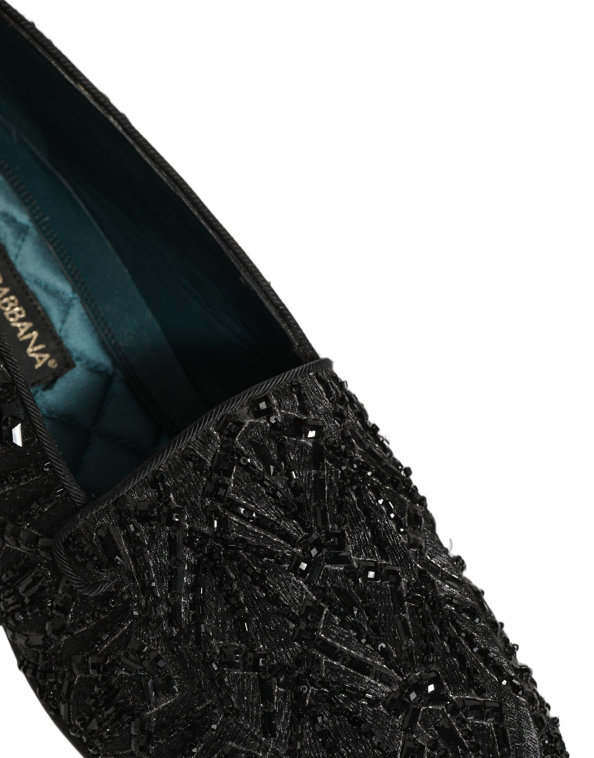 New Dolce & Gabbana Black Velvet Embroidered Dress Loafers Shoes