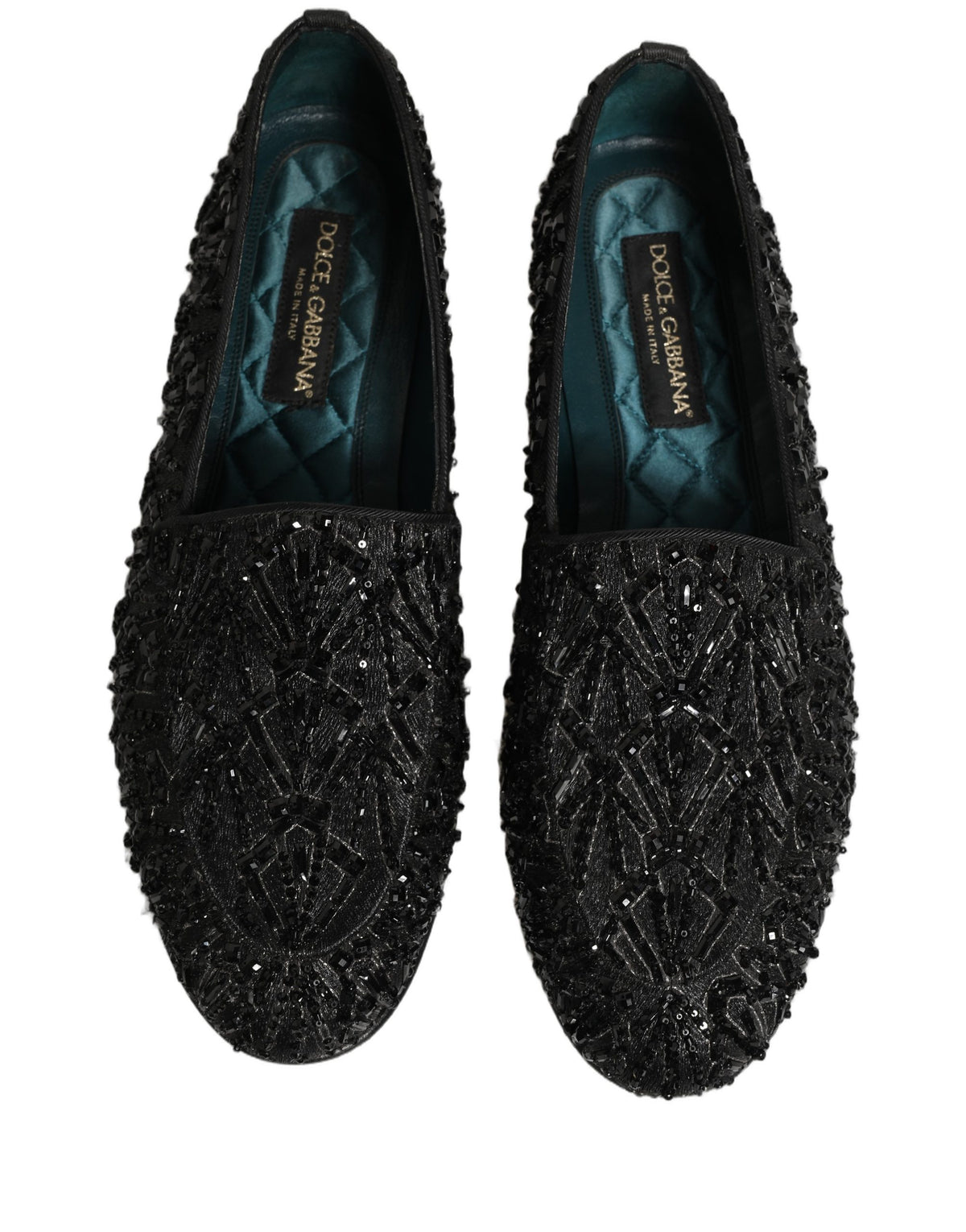 New Dolce & Gabbana Black Velvet Embroidered Dress Loafers Shoes