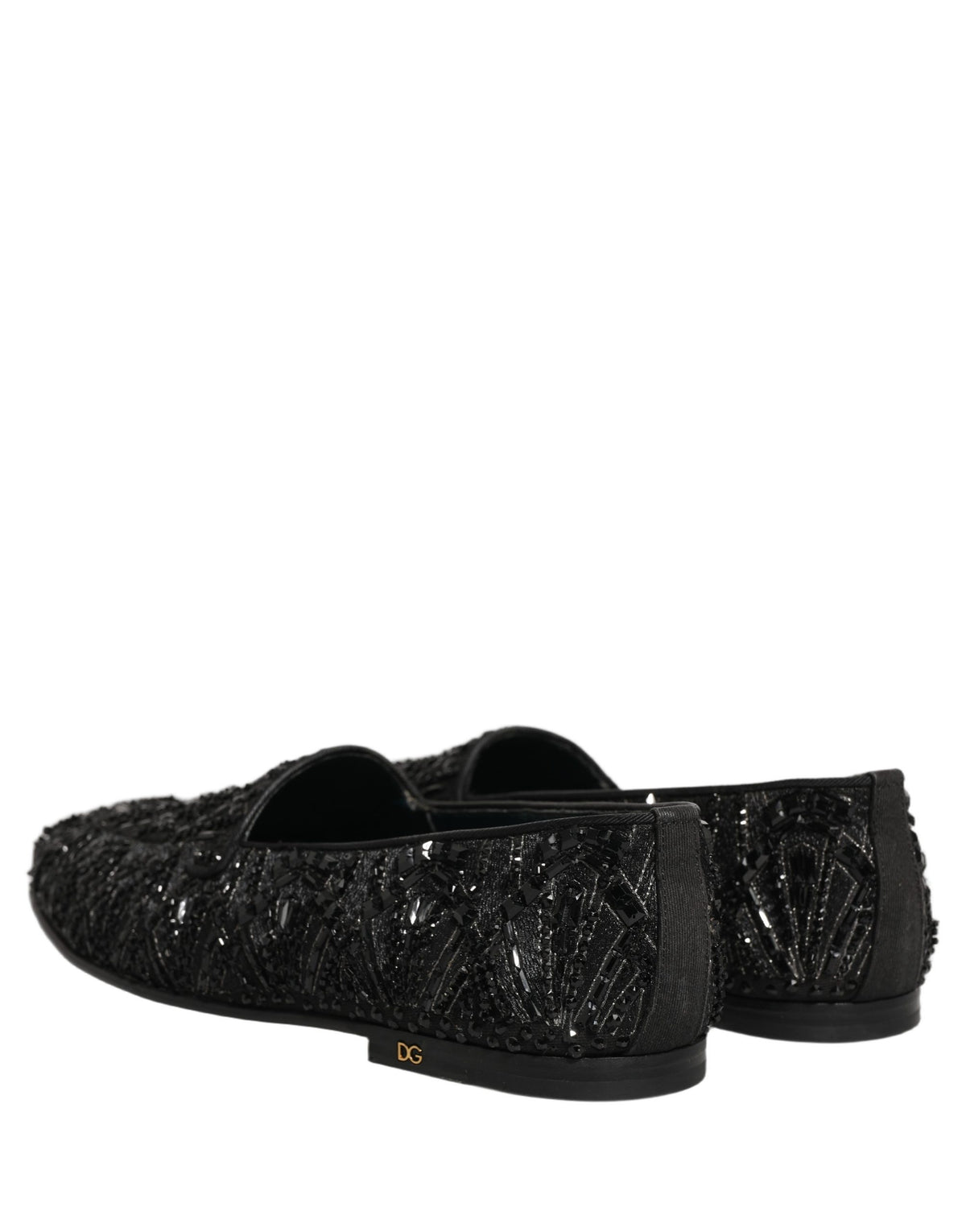 New Dolce & Gabbana Black Velvet Embroidered Dress Loafers Shoes