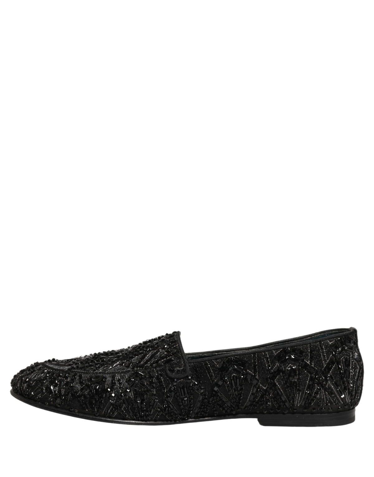 New Dolce & Gabbana Black Velvet Embroidered Dress Loafers Shoes