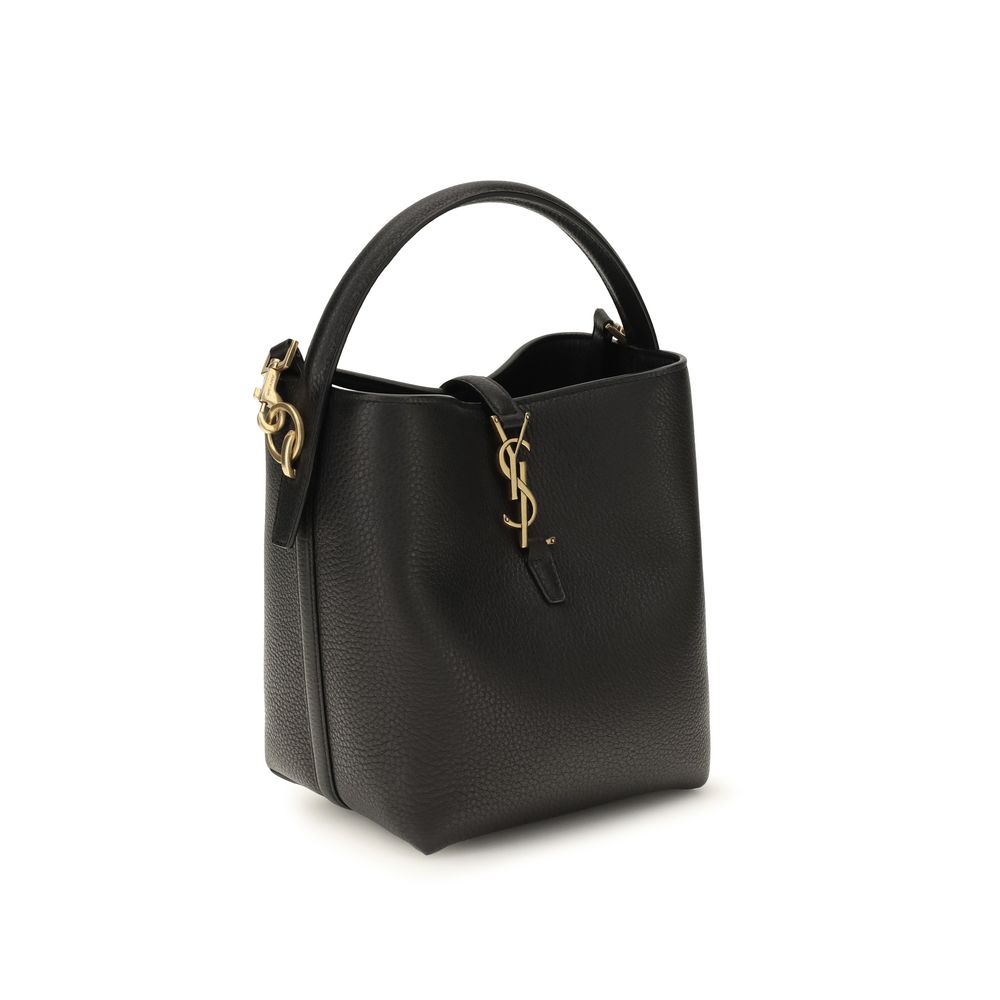 Saint Laurent Black Leather Backet Bag
