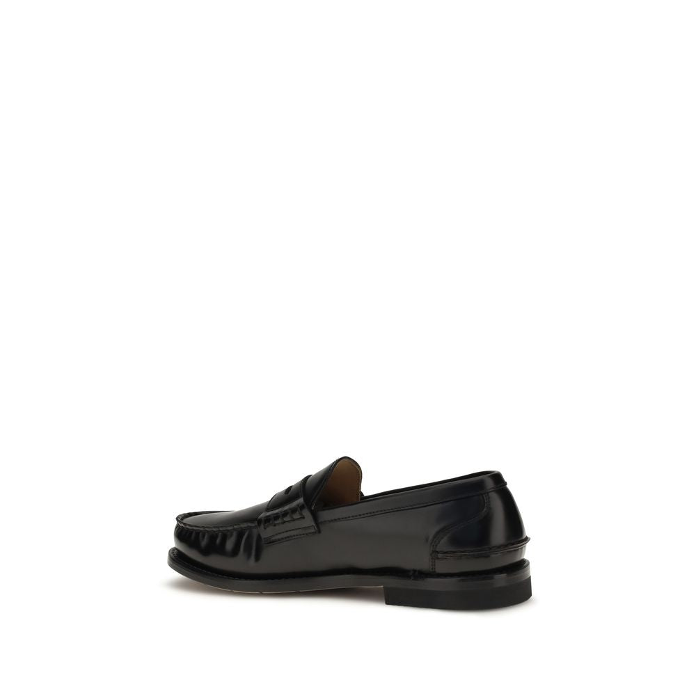 Premiata Black Calf Leather Bos Taurus Slip-On Loafers
