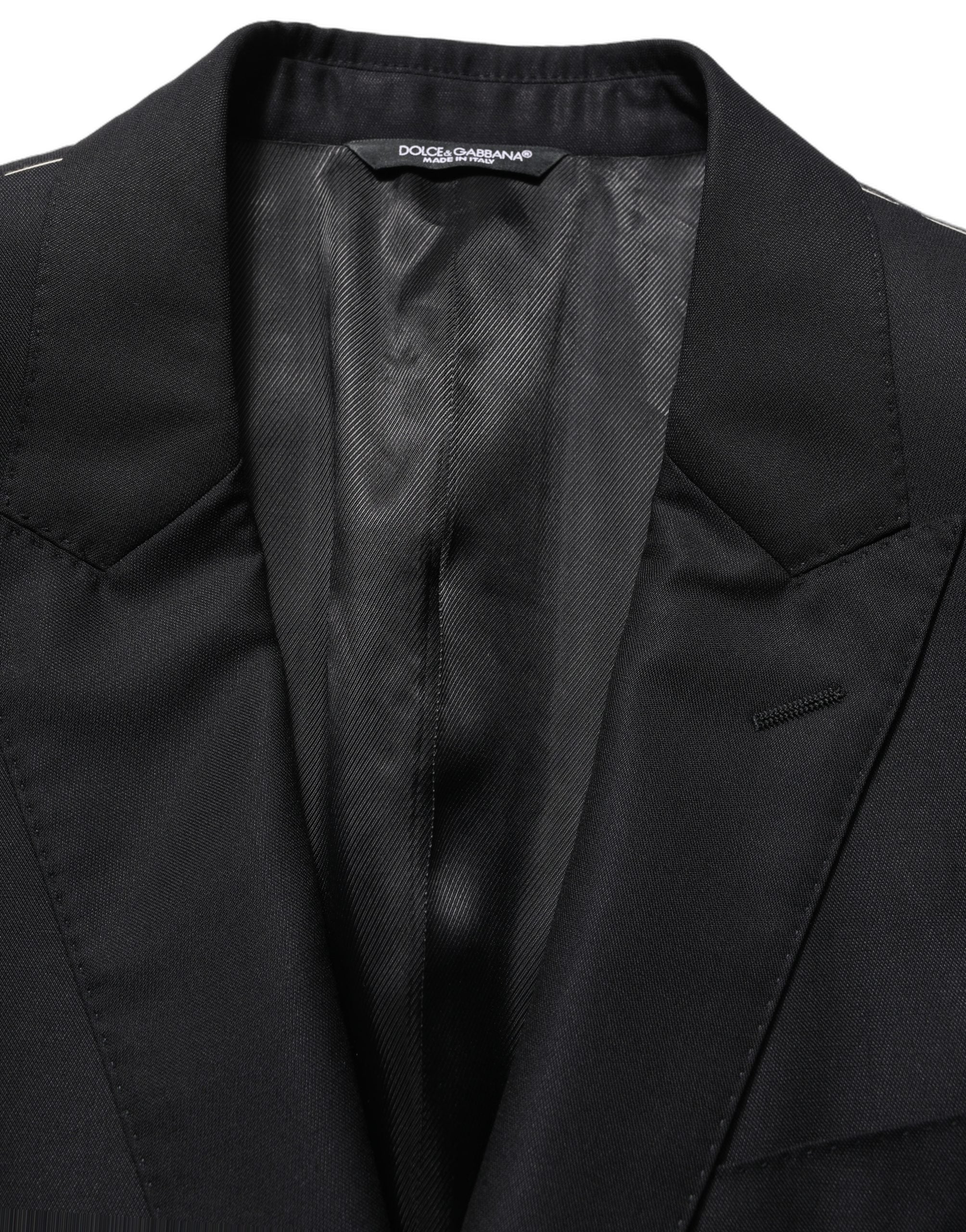 Dolce & Gabbana Dark Blue Wool Single Breasted Men Blazer Jacket