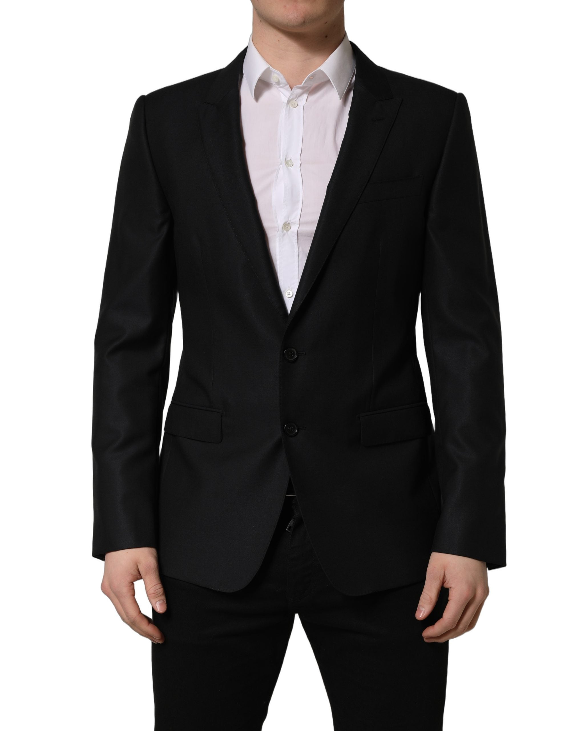 Dolce & Gabbana Dark Blue Wool Single Breasted Men Blazer Jacket