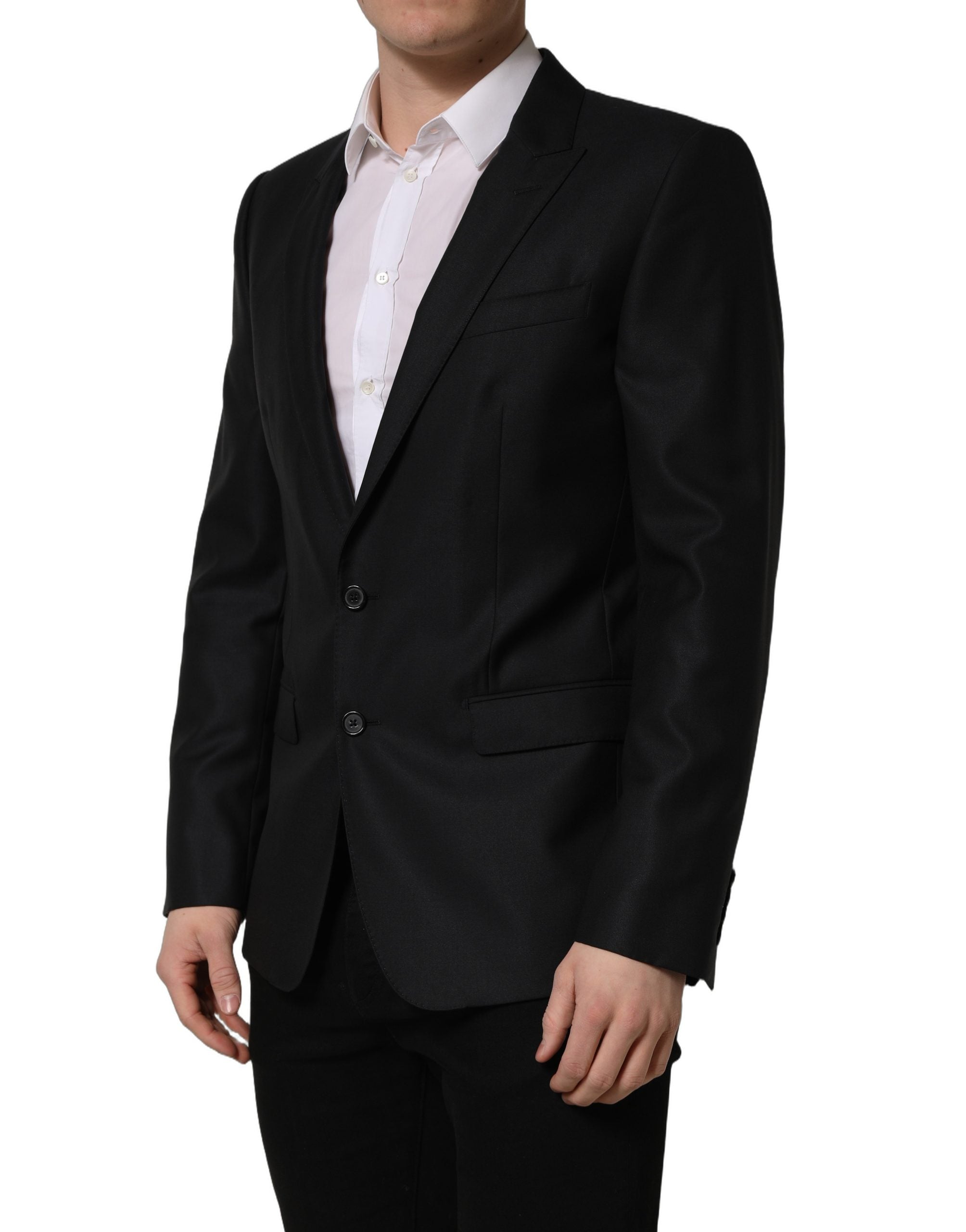 Dolce & Gabbana Dark Blue Wool Single Breasted Men Blazer Jacket
