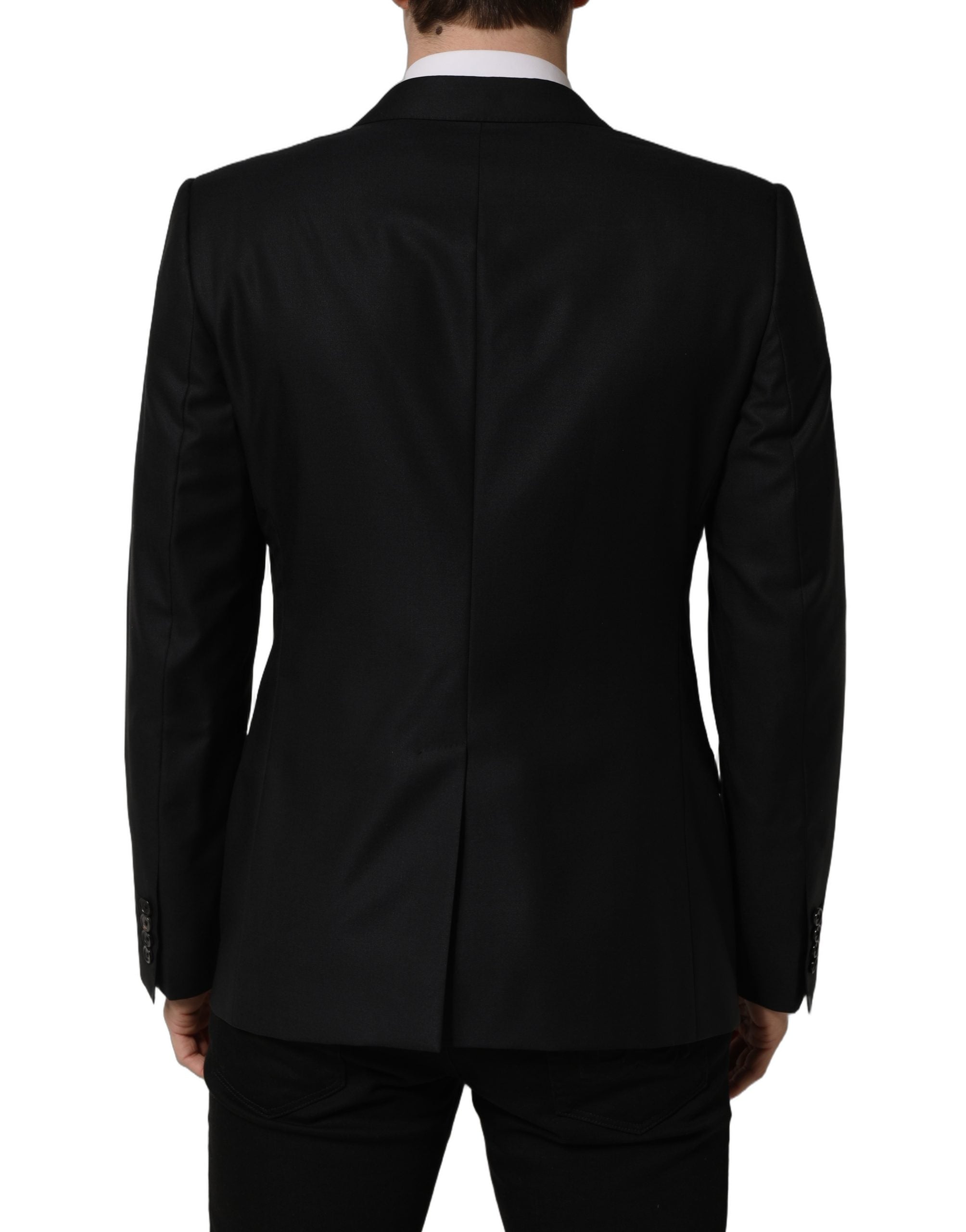 Dolce & Gabbana Dark Blue Wool Single Breasted Men Blazer Jacket