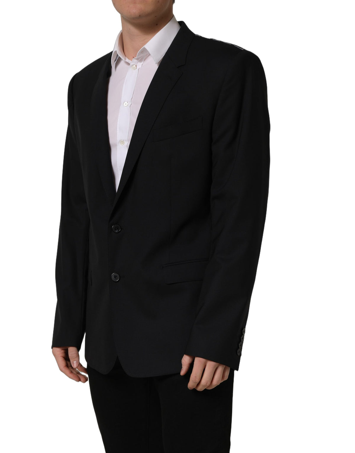 New Dolce & Gabbana Black Wool Single Breasted Blazer Jacket