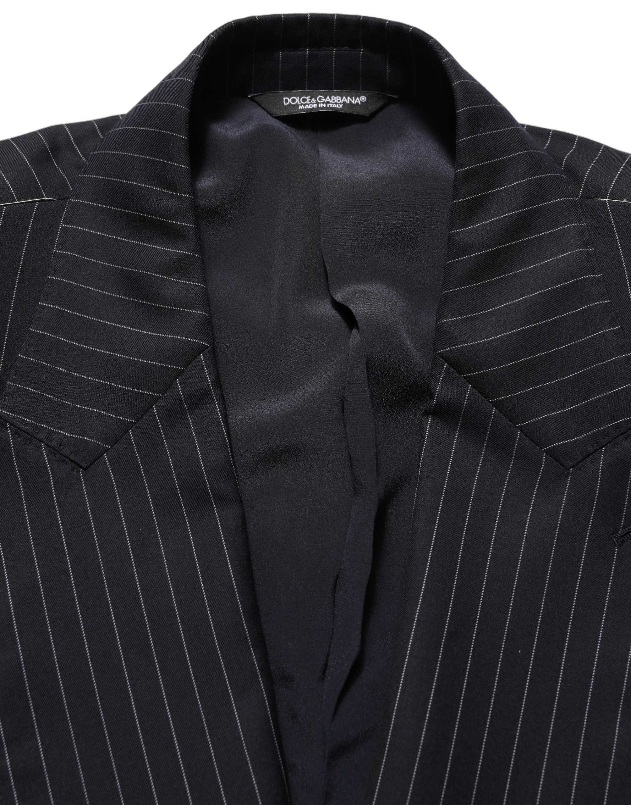 Dolce & Gabbana Dark Gray Stripes Wool Double Breasted Jacket
