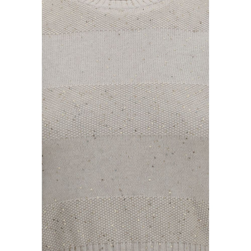 Brunello Cucinelli Beige Cotton Sleeveles Sweater