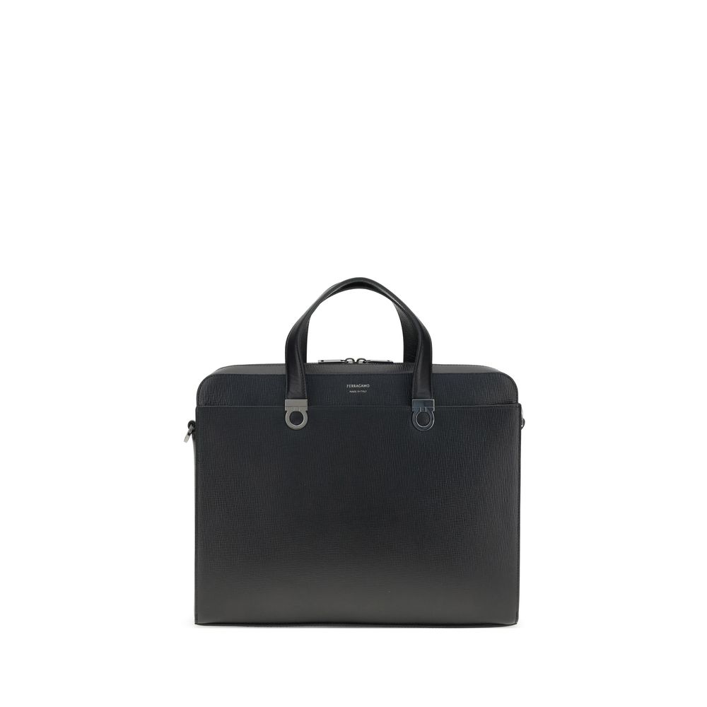 Ferragamo Black Leather Briefcase