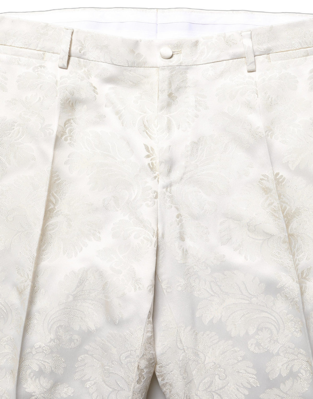 New Dolce & Gabbana White Floral Men Dress Formal Trouser Pants