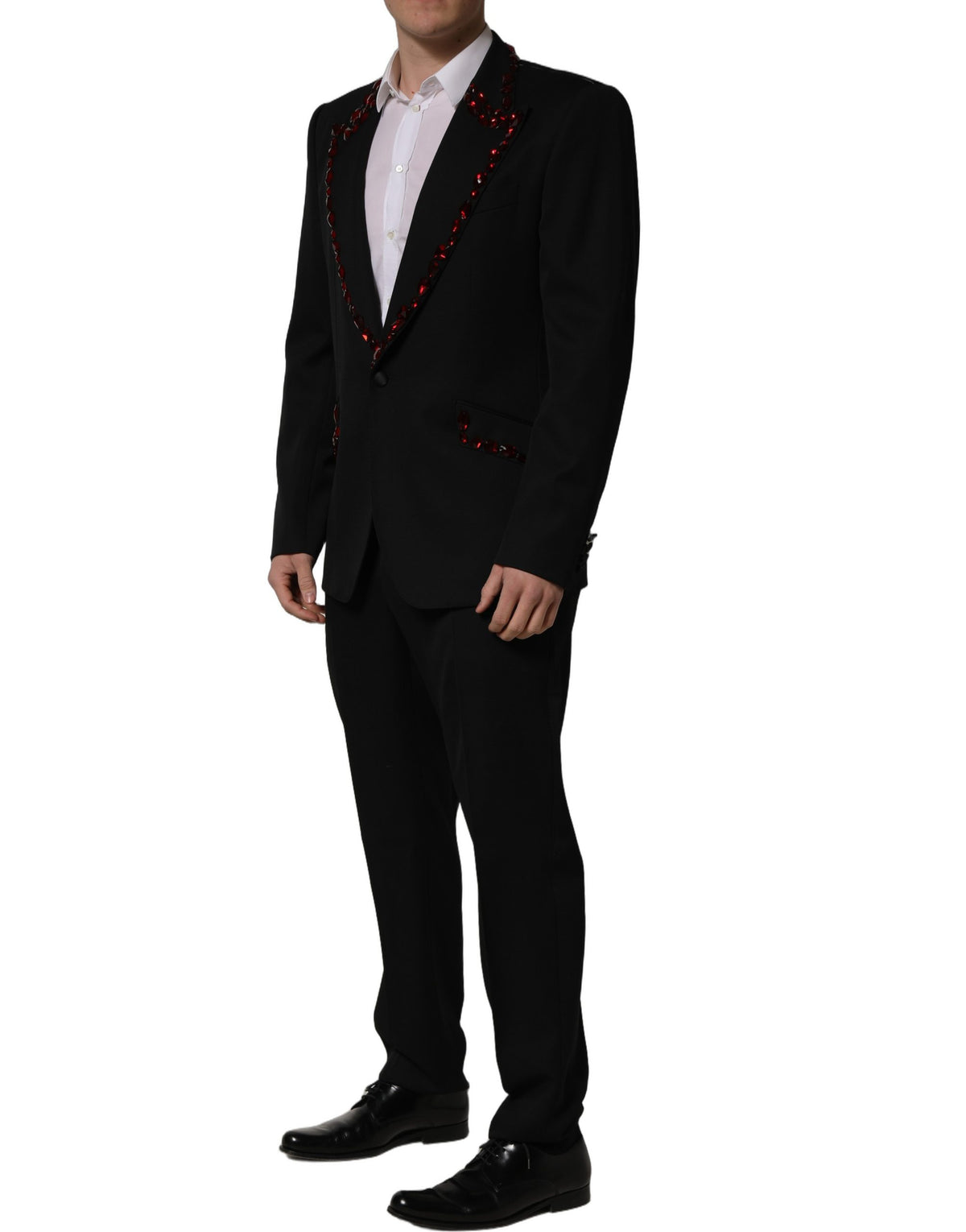 New Dolce & Gabbana Black Crystal Embellished 2 Piece Suit