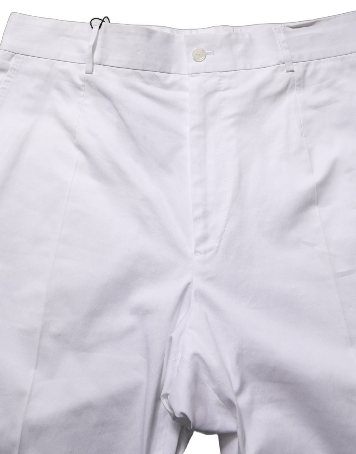 New Dolce & Gabbana White Cotton Tapered Leg Dress Trouser Pants
