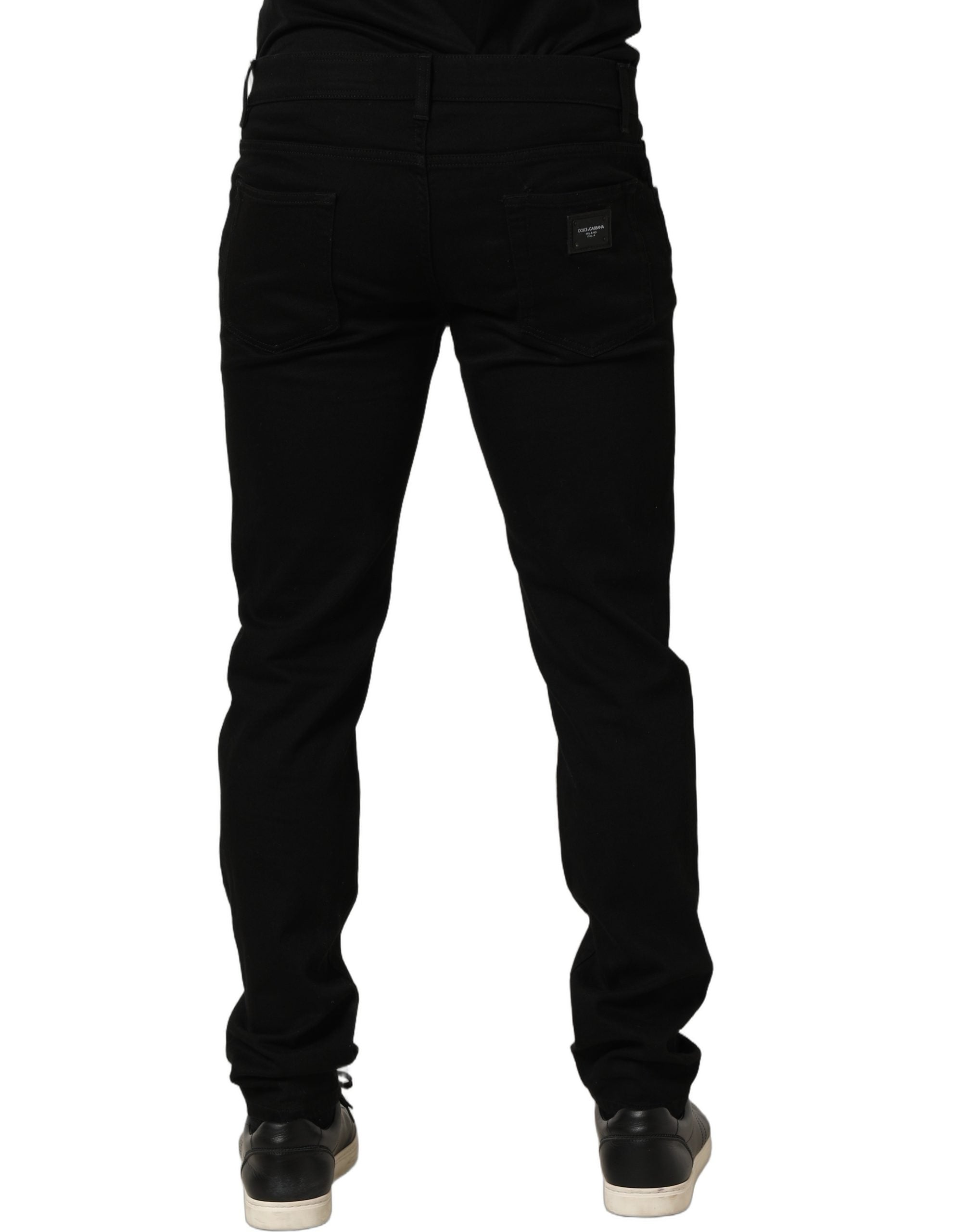 Pre-Owned Dolce & Gabbana Black Cotton Stretch Skinny Men Denim Jeans