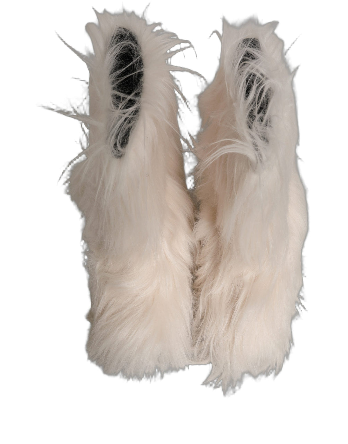 New Dolce & Gabbana White Faux Fur Mid Calf Men Boots Shoes