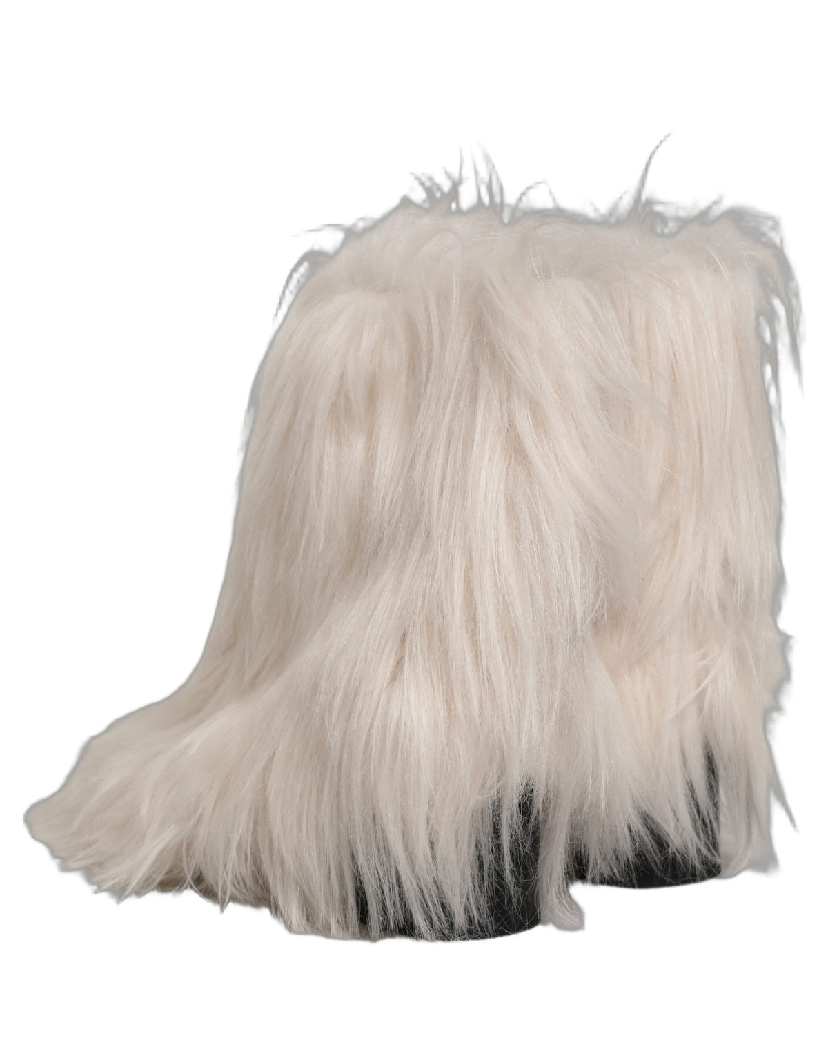 New Dolce & Gabbana White Faux Fur Mid Calf Men Boots Shoes