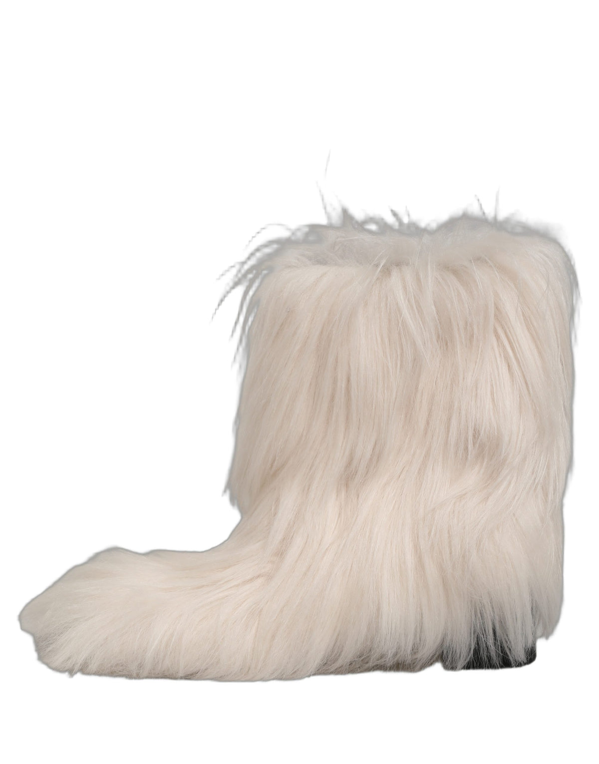 New Dolce & Gabbana White Faux Fur Mid Calf Men Boots Shoes