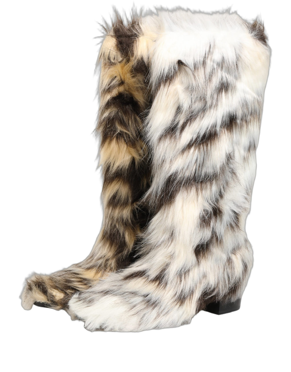 New Dolce & Gabbana Knee High Faux Fur Boots Shoes