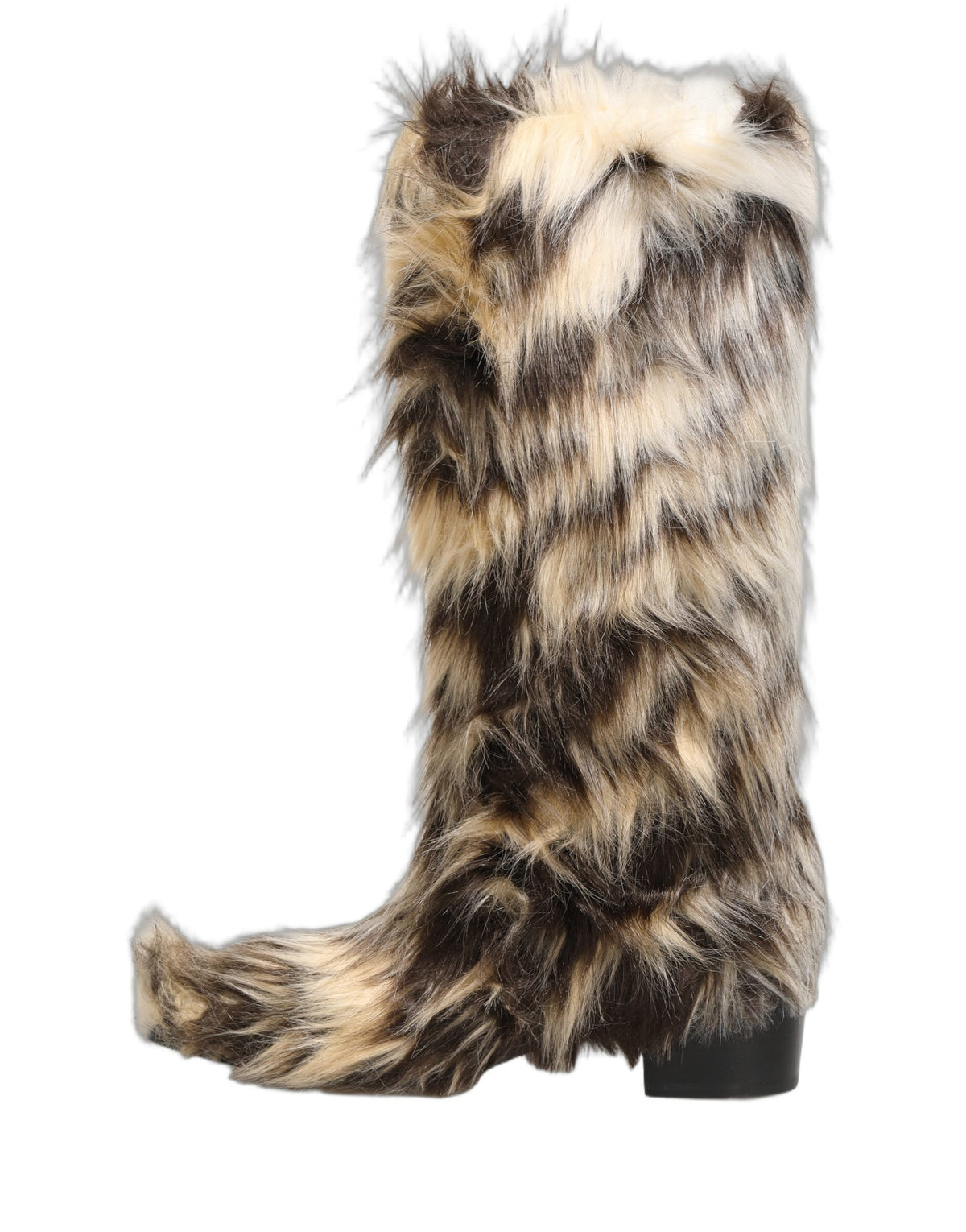 New Dolce & Gabbana Knee High Faux Fur Boots Shoes
