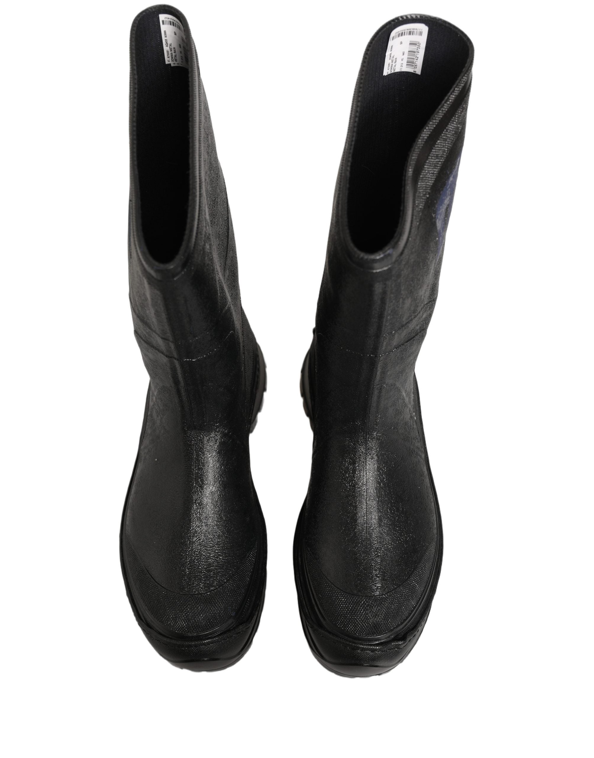 Dolce & Gabbana Black PVC Pull On Rain Boots Men Shoes