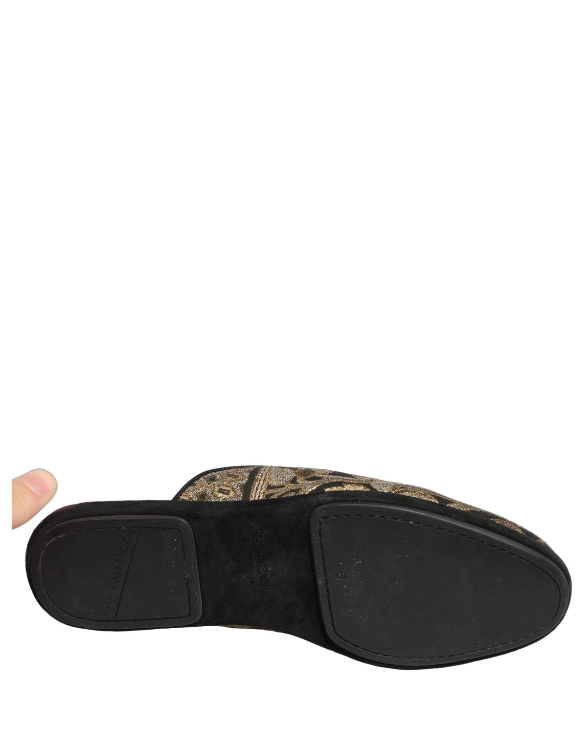 New Dolce & Gabbana Black Floral Jacquard Flats Sandals Men Shoes