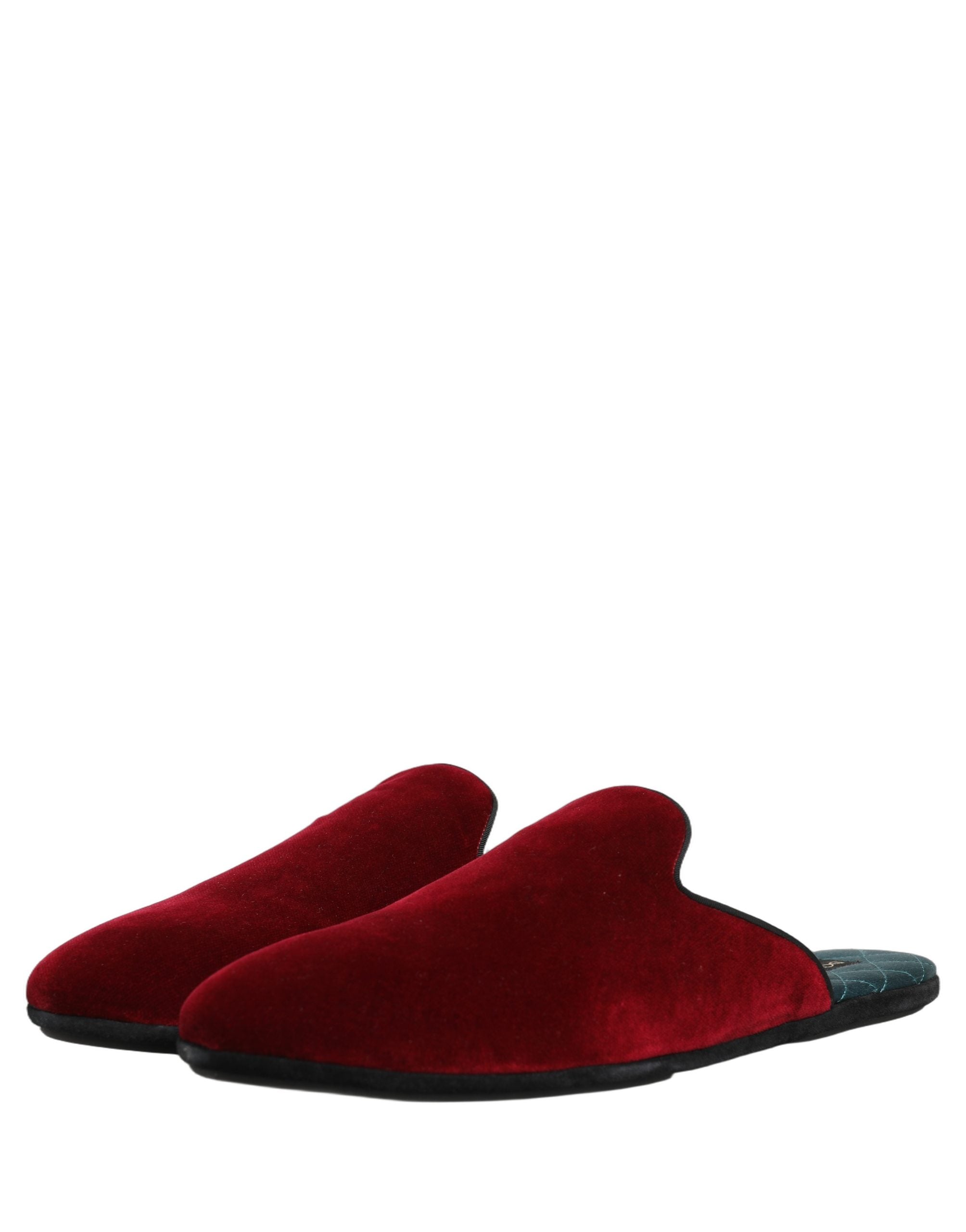 Dolce & Gabbana Red Suede Slides Flat Slipper Men Shoes