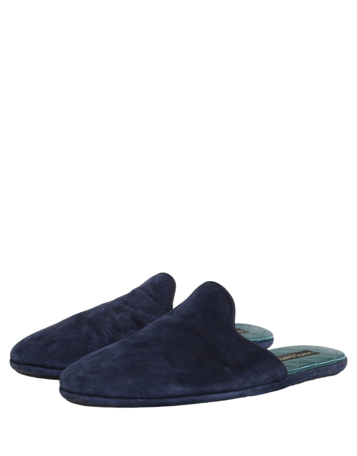 New Dolce & Gabbana Blue Suede Slides Flat Slipper Men Shoes