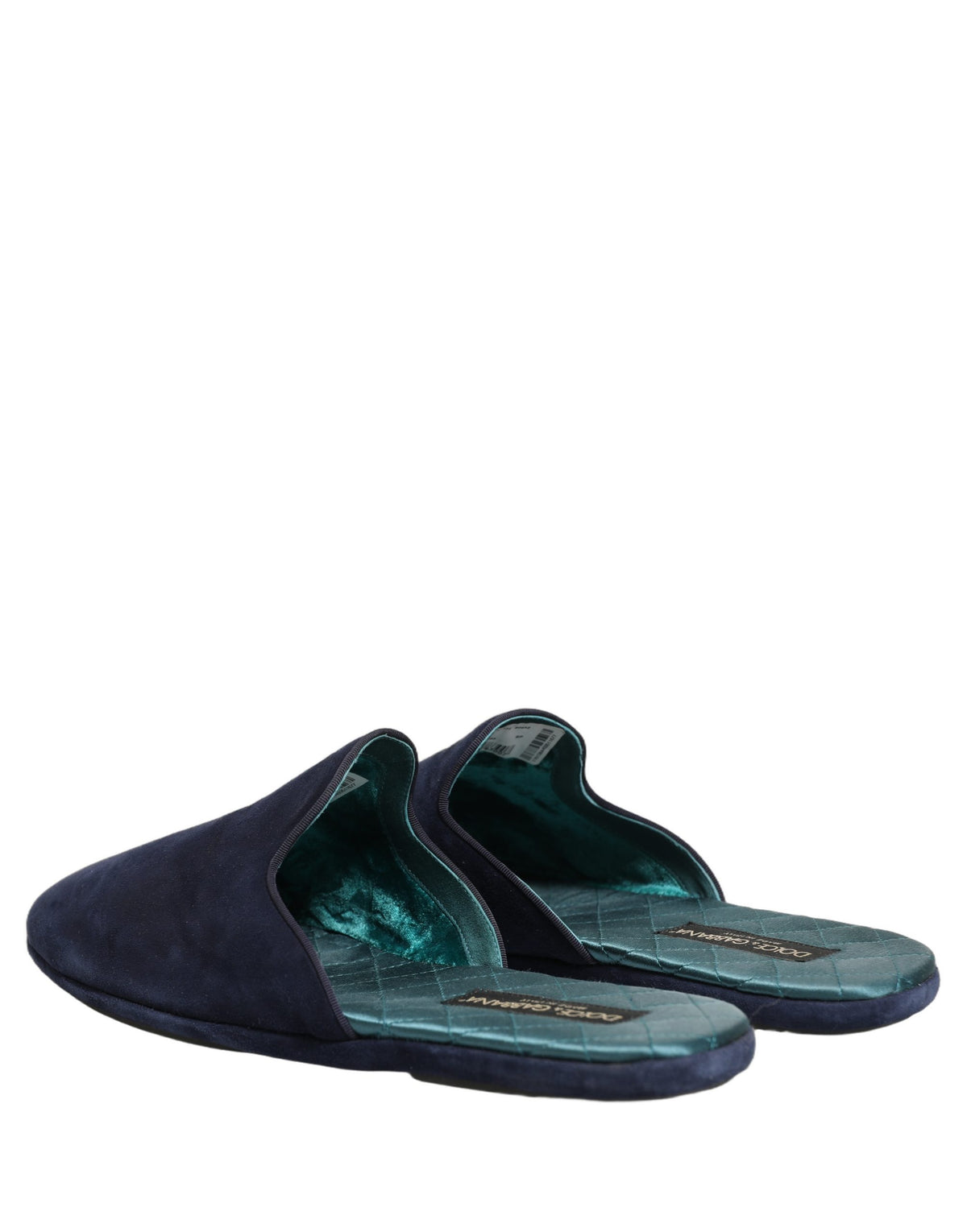 New Dolce & Gabbana Blue Suede Slides Flat Slipper Men Shoes