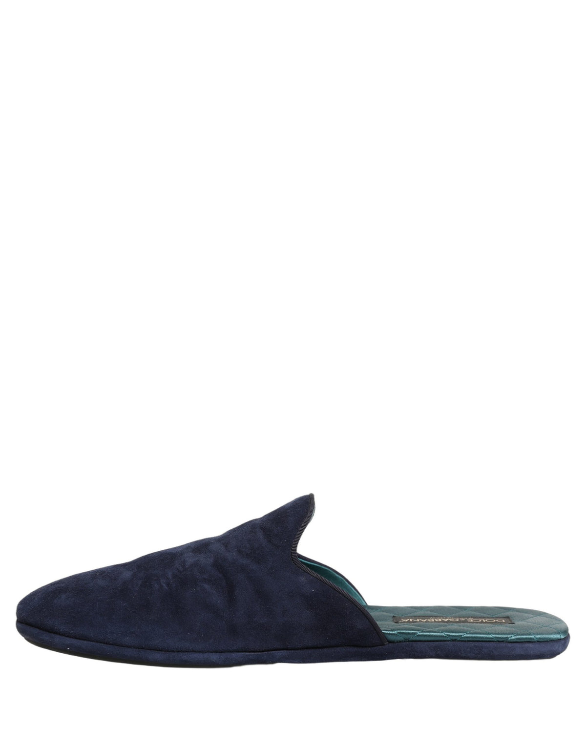 New Dolce & Gabbana Blue Suede Slides Flat Slipper Men Shoes