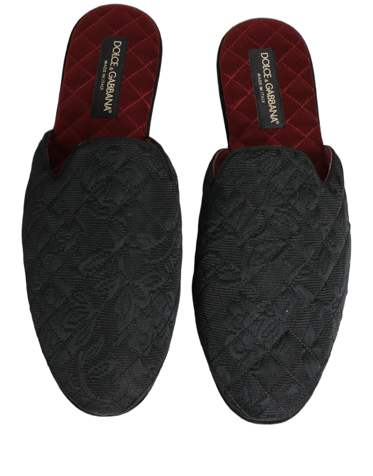 New Dolce & Gabbana Black Floral Brocade Slides Slippers Shoes
