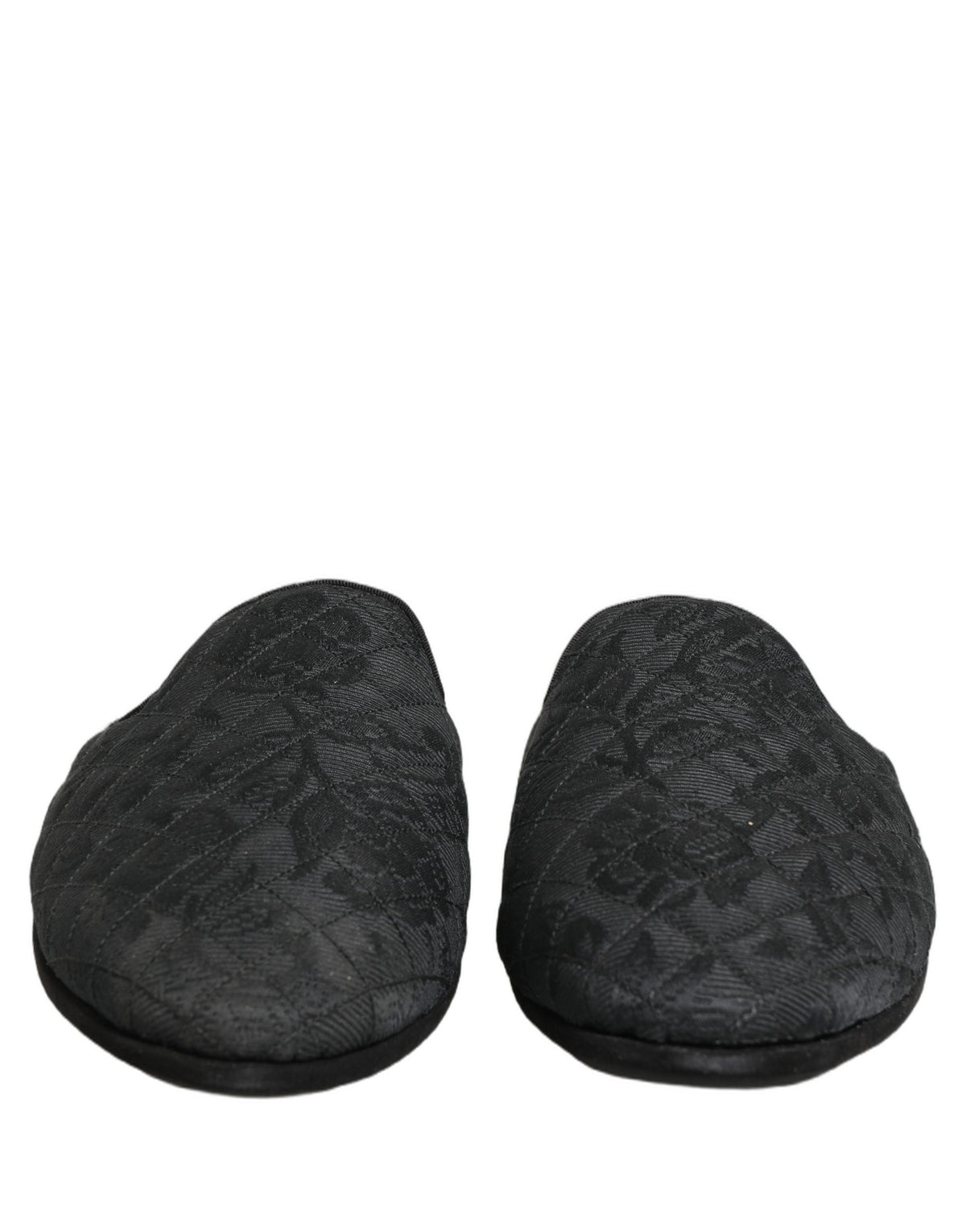 New Dolce & Gabbana Black Floral Brocade Slides Slippers Shoes