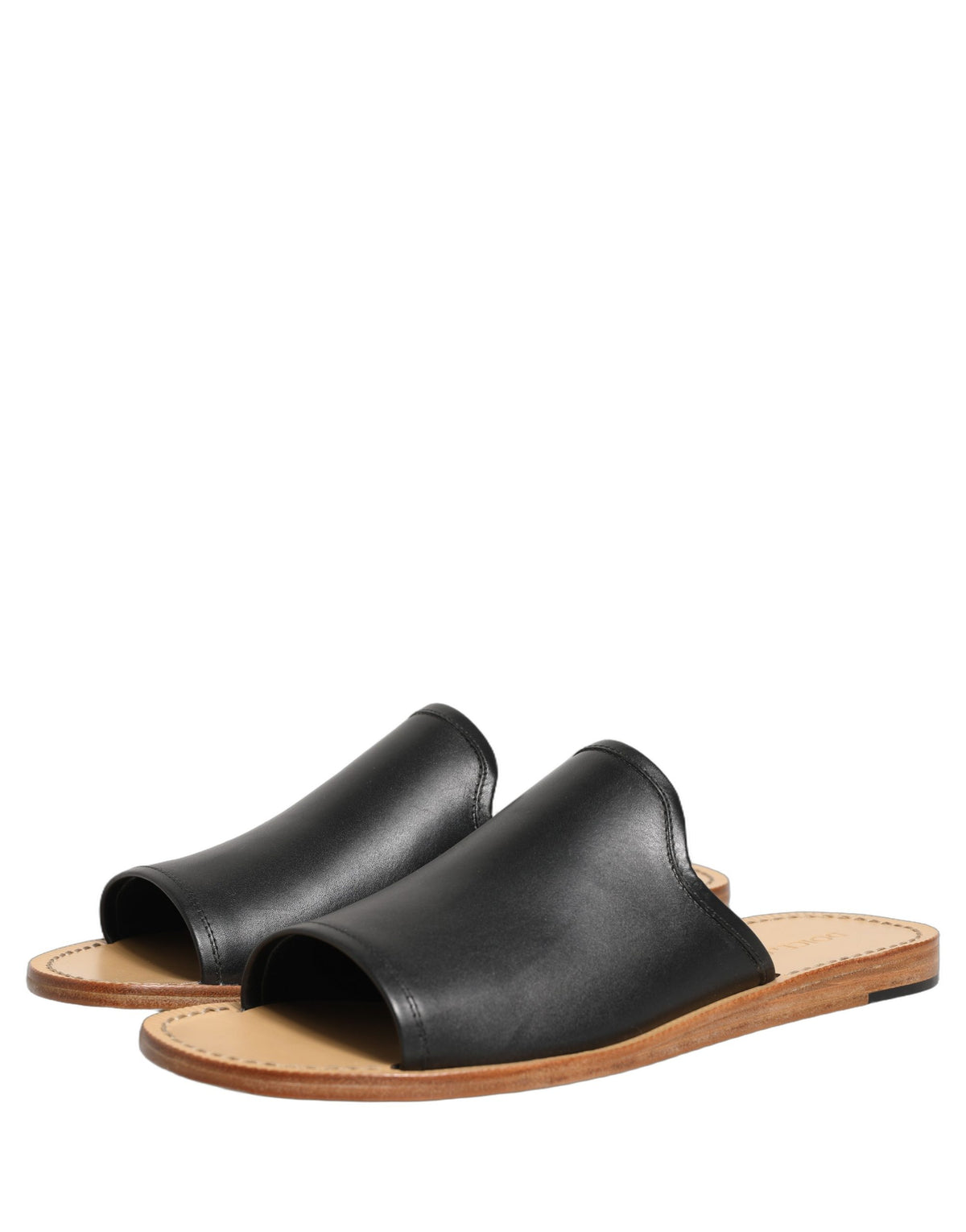 New Dolce & Gabbana Brown Leather Slides Sandals Flats Men Shoes