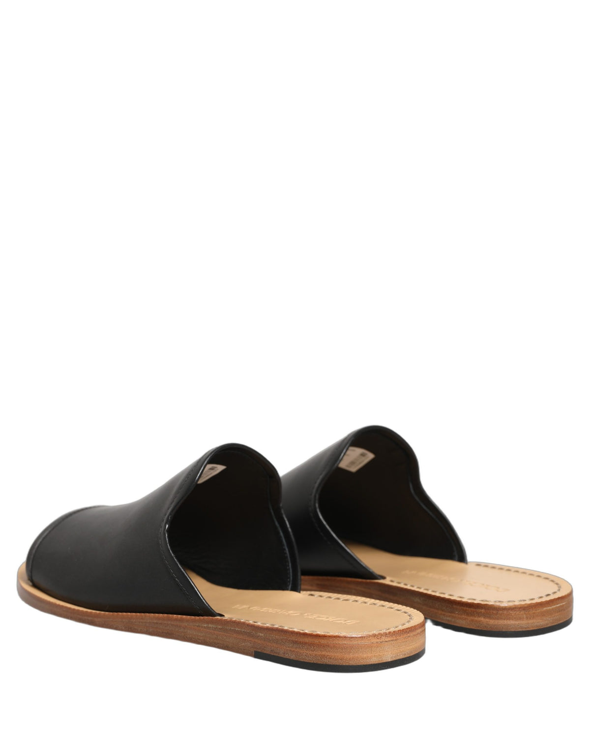 New Dolce & Gabbana Brown Leather Slides Sandals Flats Men Shoes