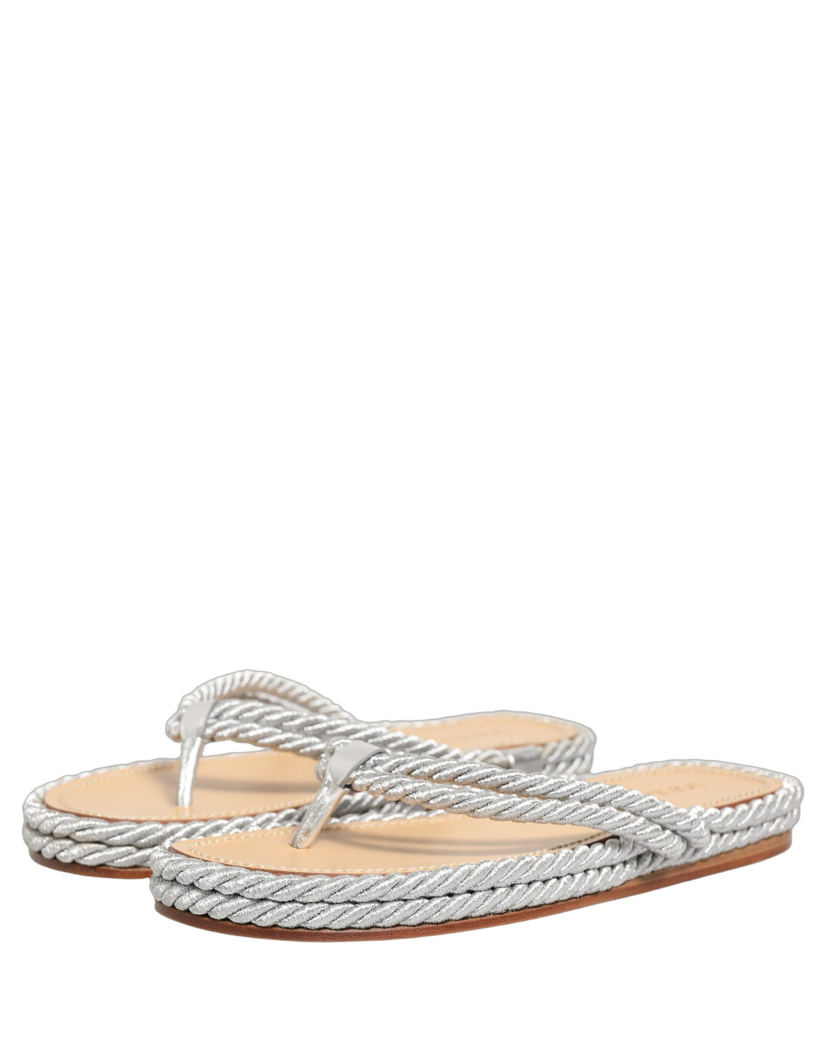 New Dolce & Gabbana Silver Rope Slides Sandals Flip Flops Shoes